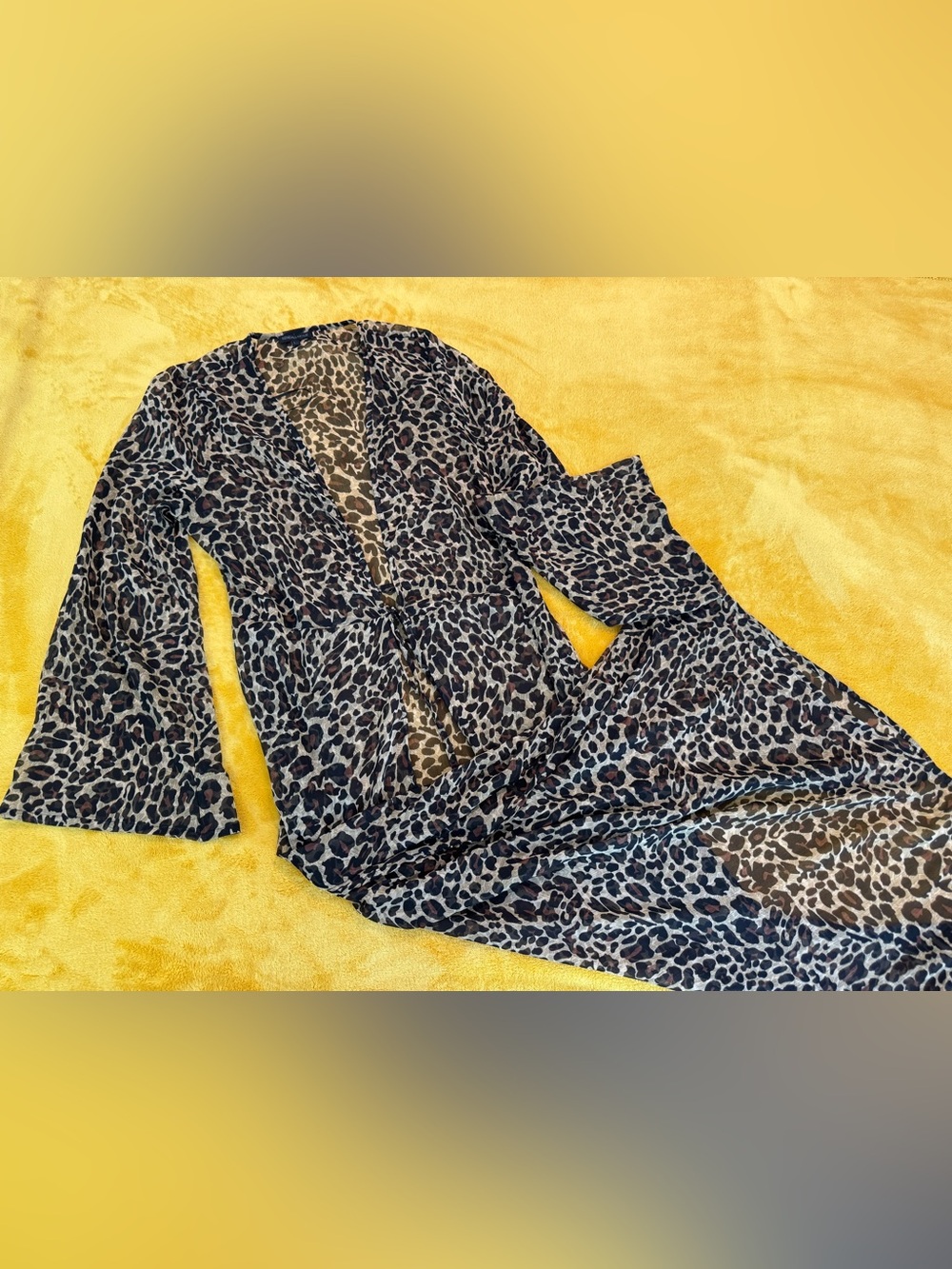 Kendall & Kylie Leopard-Print Sheer Swim Coverup in Brown and Black